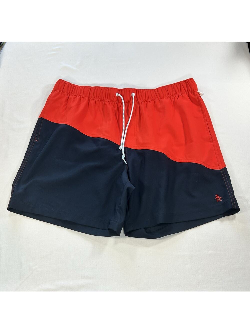 Original Penguin Men's Swim Shorts Size XL Red & Blue Color Block